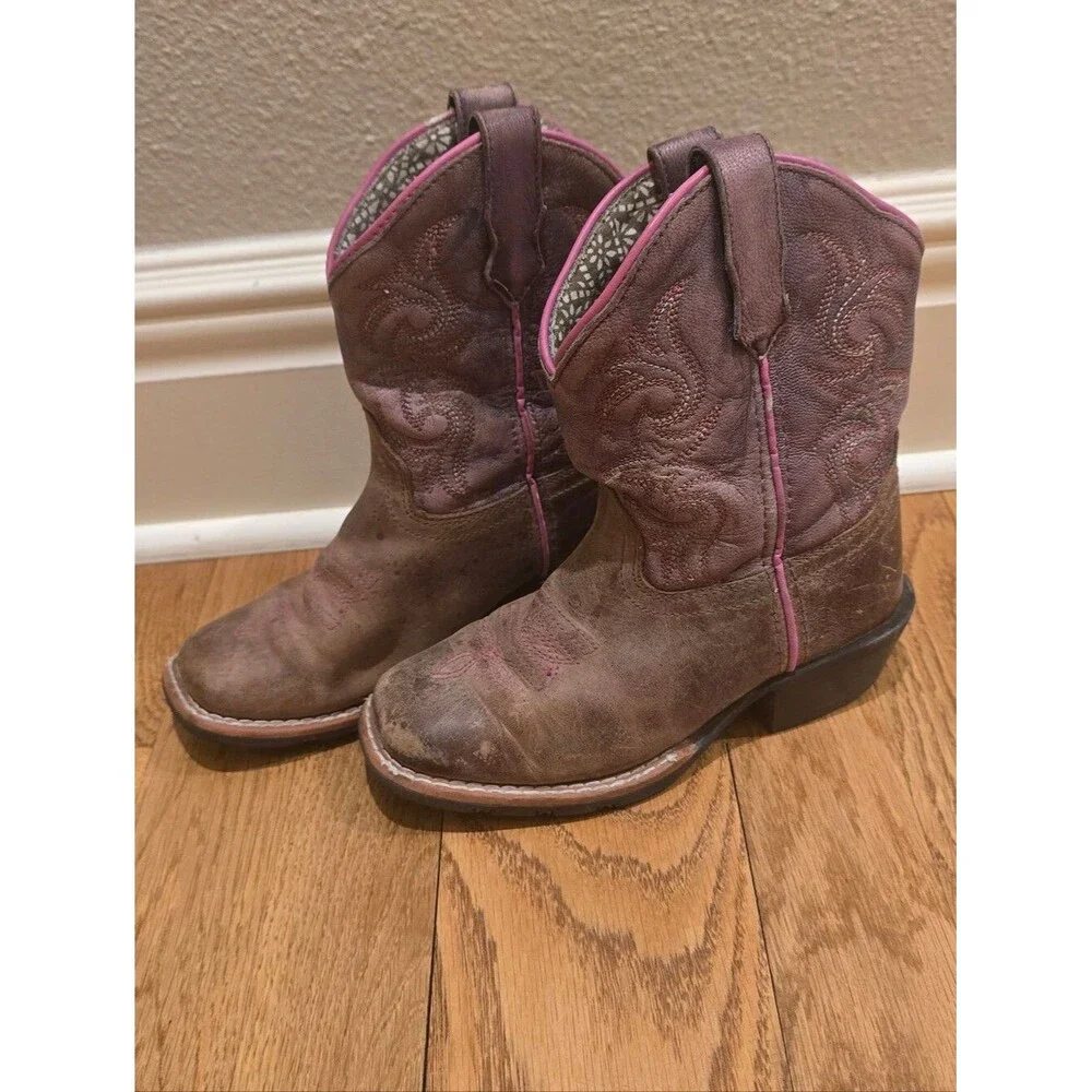 Dan Post Girls Majesty Cowboy Boot Square Toe Sz 11D